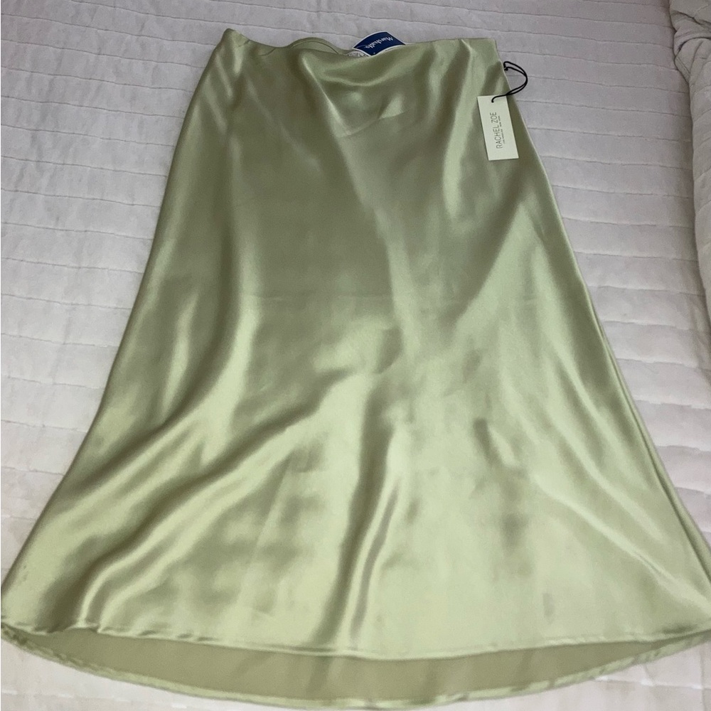 Rachael Zoe Spring Green Satin Midi Slip Skirt, M.